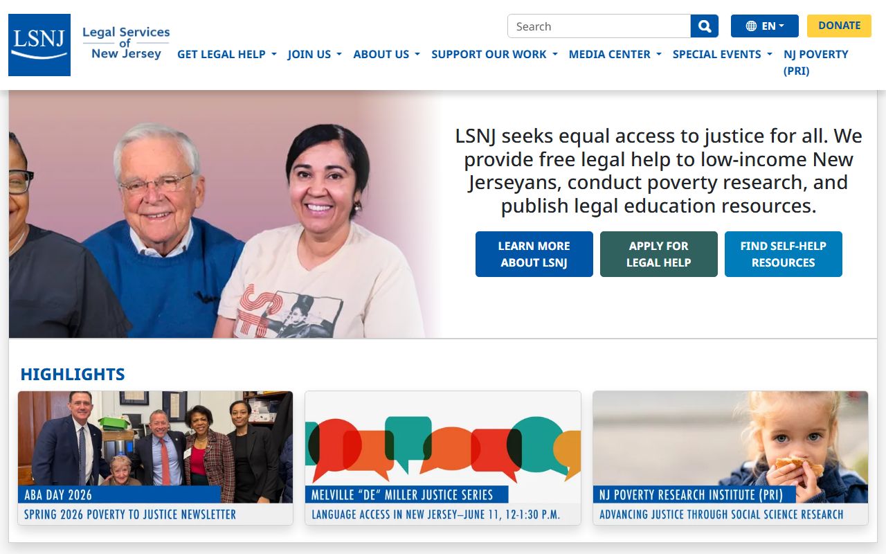 Legal Services of New Jersey statewide legal aid for Hudson County court records