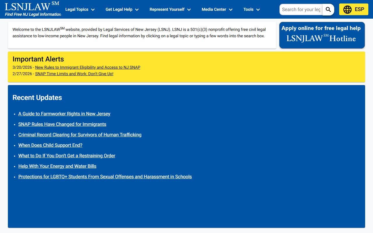 Legal Services of New Jersey self-help guides for Hudson County court records