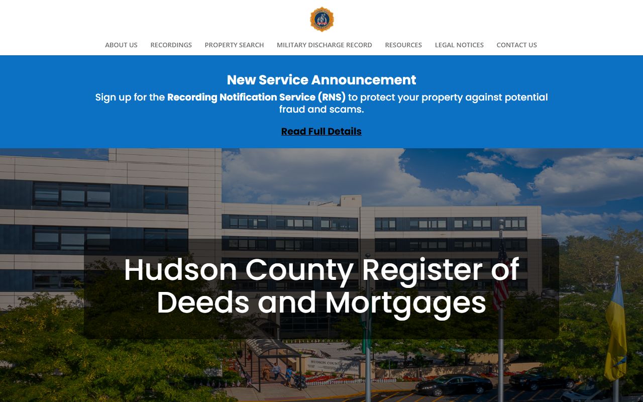 Hudson County Register website for property and public records searches