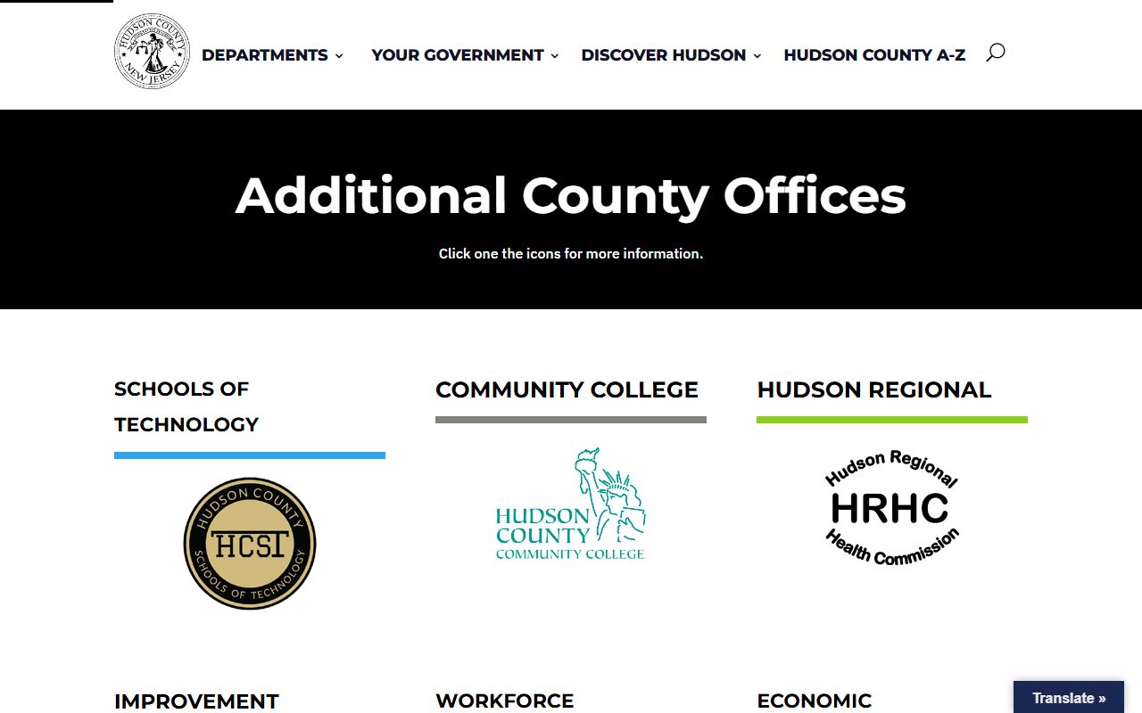 Hudson County additional offices page listing the County Clerk and Surrogate
