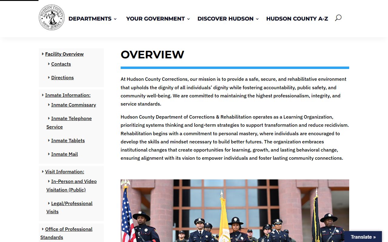 Hudson County inmate records Adult Correctional Center page