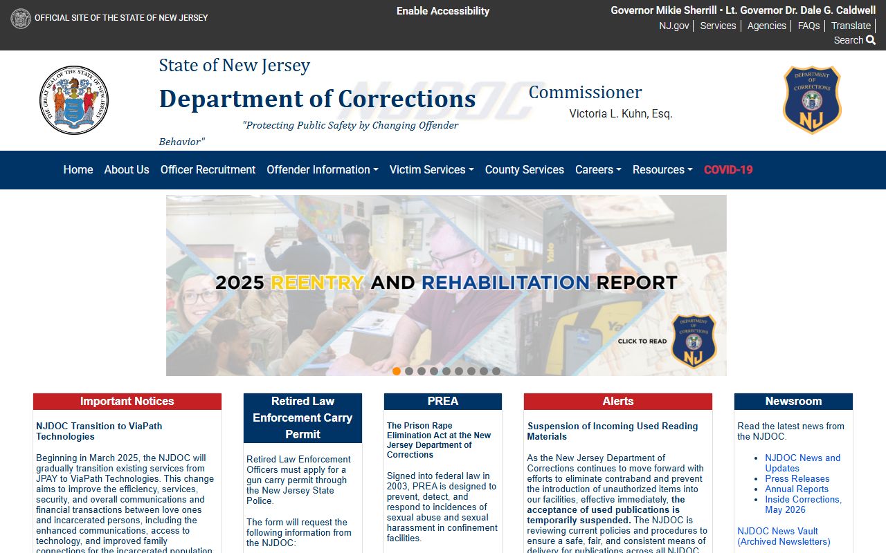 Hudson County inmate records New Jersey Department of Corrections homepage