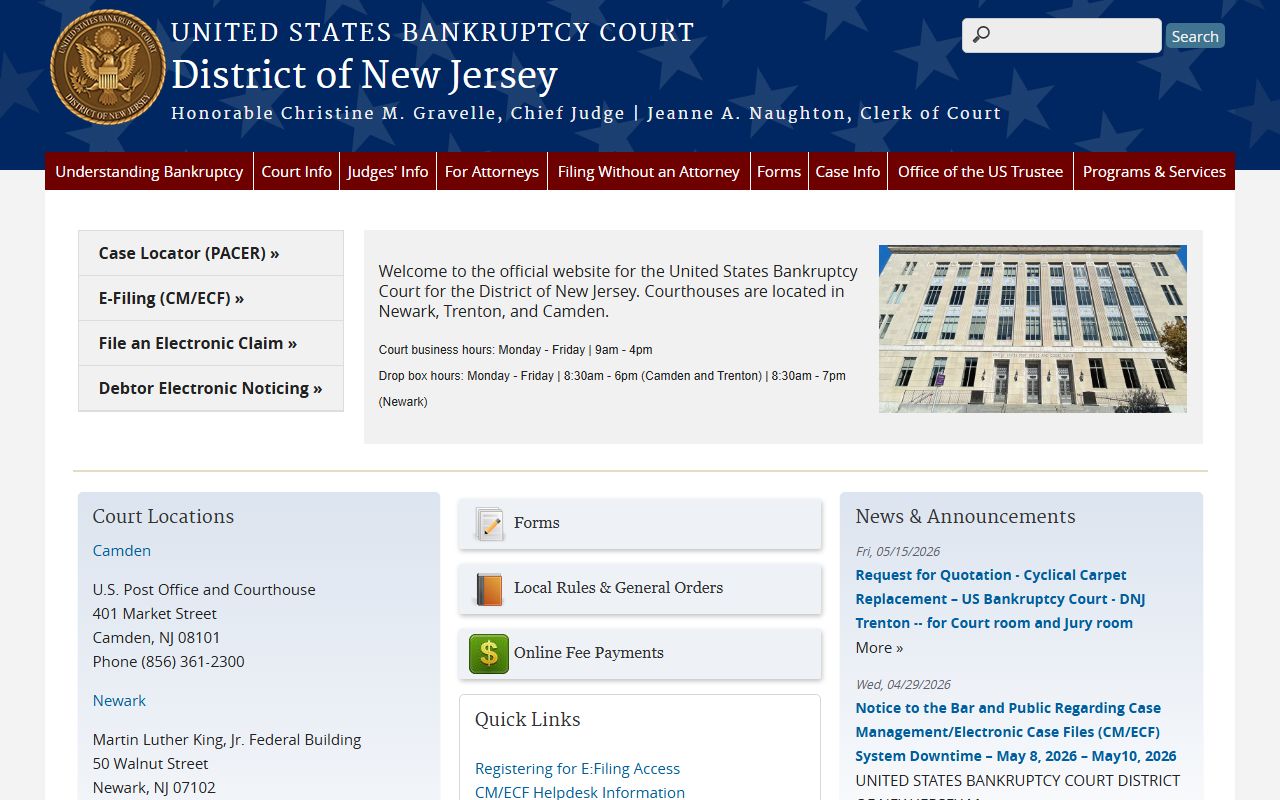 U.S. Bankruptcy Court for Hudson County court records New Jersey