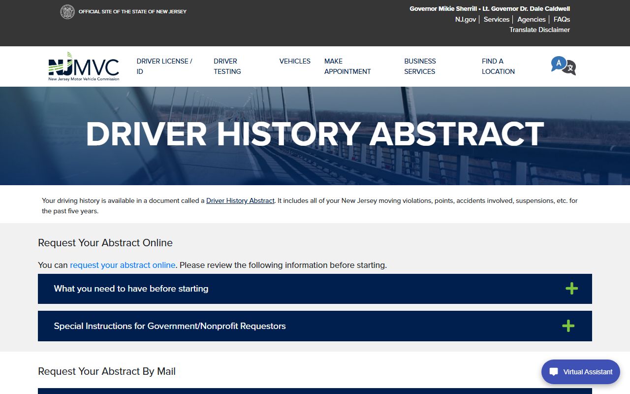 Hudson County traffic court records compared to the MVC driver history abstract page