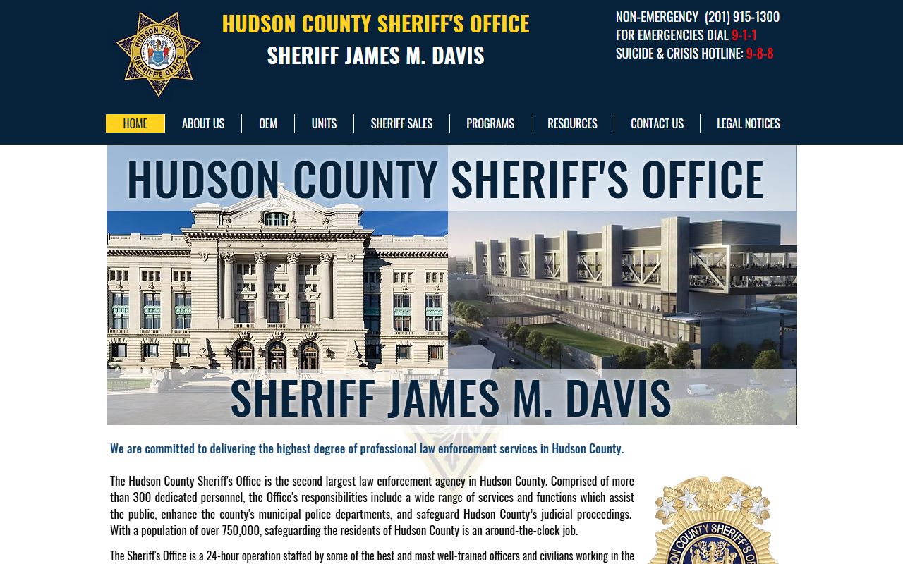 Hudson County warrant records Sheriff's Office homepage